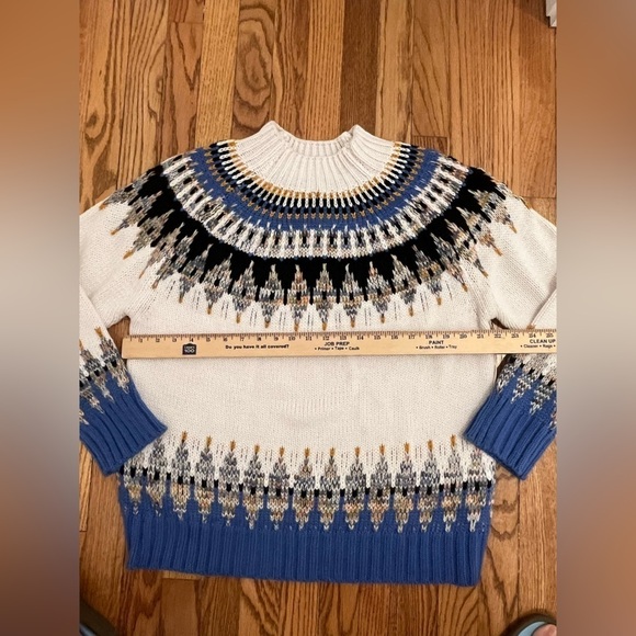 NWT Mens Pullover Sweater S XL Aztec Blue and White Mock Neck - Picture 7 of 10